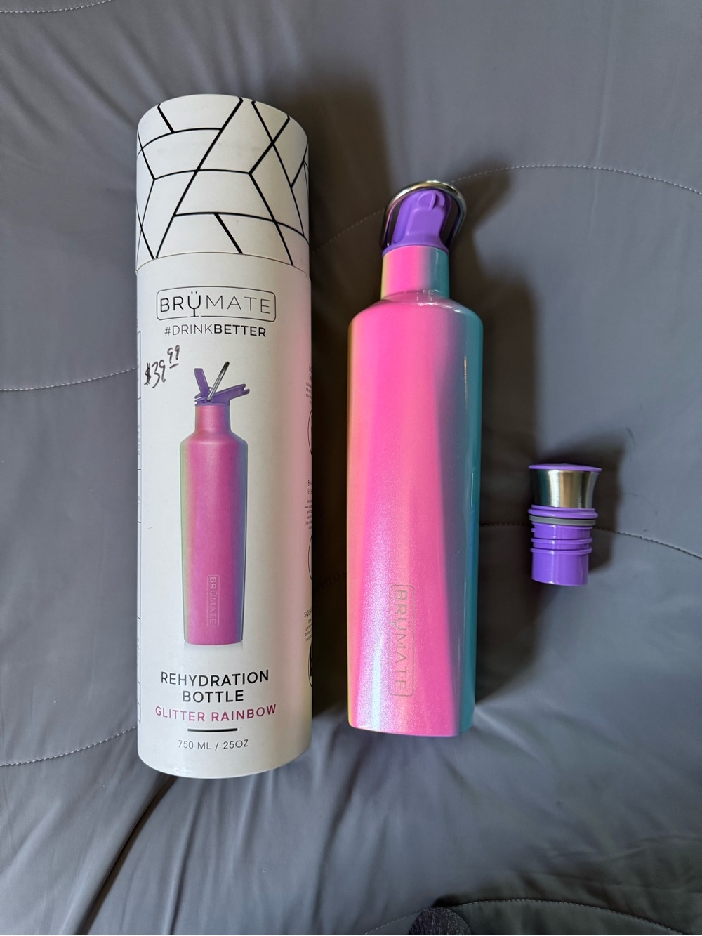 BrüMate Glitter Rainbow Rehydration Bottle - 25 OZ (Pink/Purple)